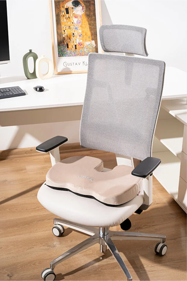 Visco Ortopedik, Kaydırmaz Tabanlı, Ofis, Araba, Koksiks Oturma Minderi, 45x34x7cm